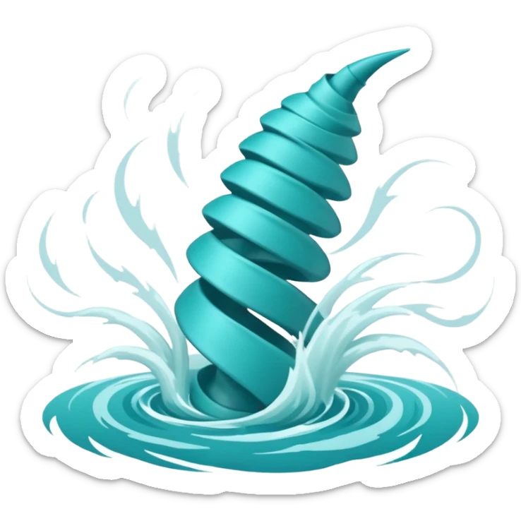 Swirling tornado coming out of the water mark the colur teal sticker