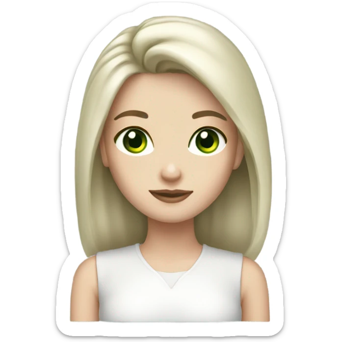 Girl with green eyes, dark brown shoulder length hair, pale skin  sticker