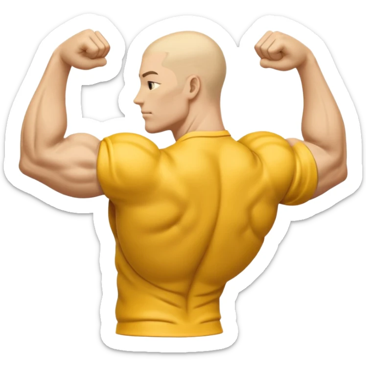 Emoji of Shoulders Muscle from side view, the human is yellow like on iphones. He has big shoulders. He is completely yellow and has no hair or facial expressions sticker