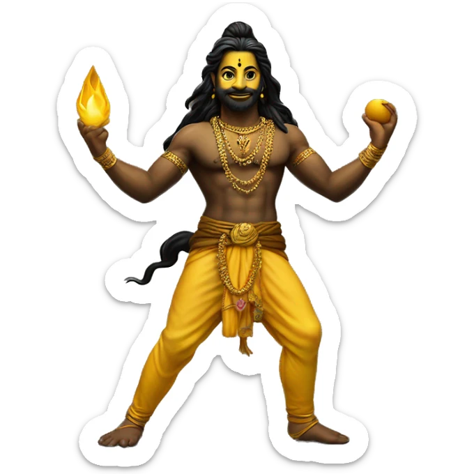 shiv jiTrident in tellow color with full body,in background black colour realistic sticker