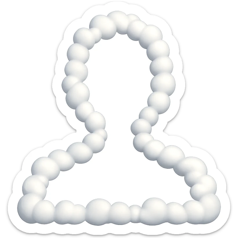 outline of a person from shoulders up, fully composed of 3D emoji clouds, only the outer contour visible, clouds are volumetric, white, soft, style 3D emoji, front view, realistic lighting and shadows sticker