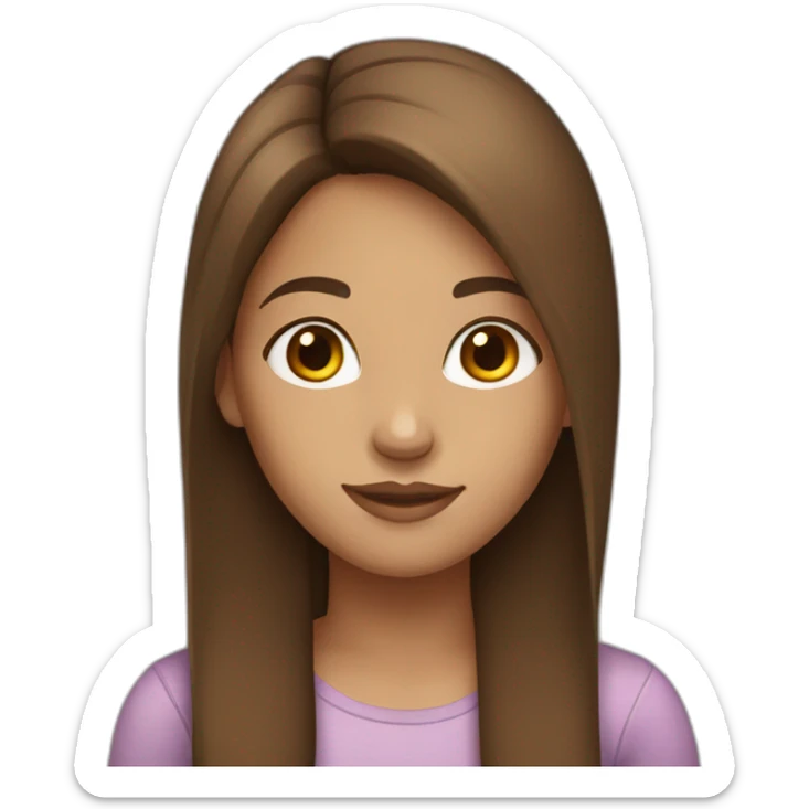 Girl with long, straight brown hair, brown eyes, light skin. sticker