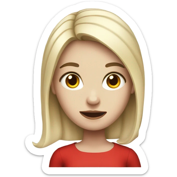 a white skin girl in a red dress holding a cell phone sticker