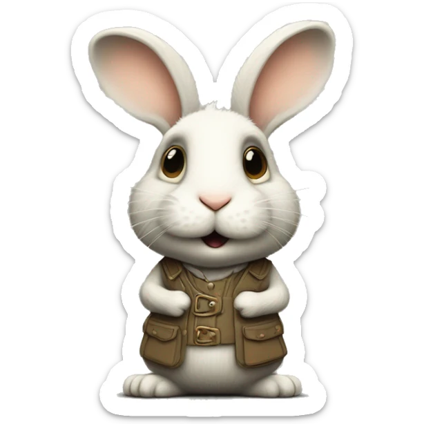 highest quality cutest little rabbit  in the world, in the style of Machinarium and Mattias Adolfsson and Pixar and Beatrix Potter, smooth, sharp focus, highly detailed, ultra sharp, illustration, digital painting sticker