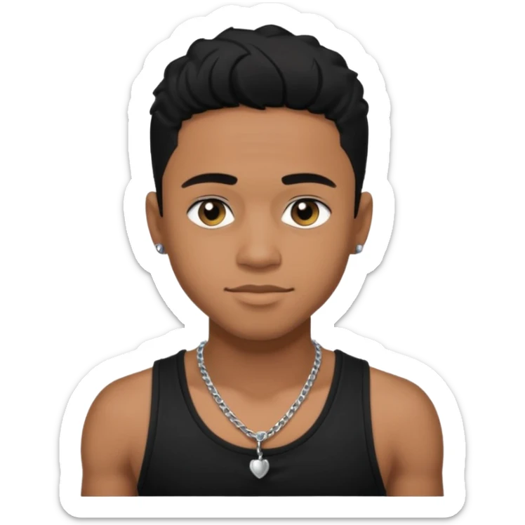 Lil Fizz medium dark skin, black hair, black tank top with necklace sticker