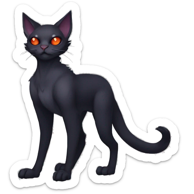 cool edgy fantasy dark-shadow-themed animal vampiric cat hybrid Fakemon full body sticker