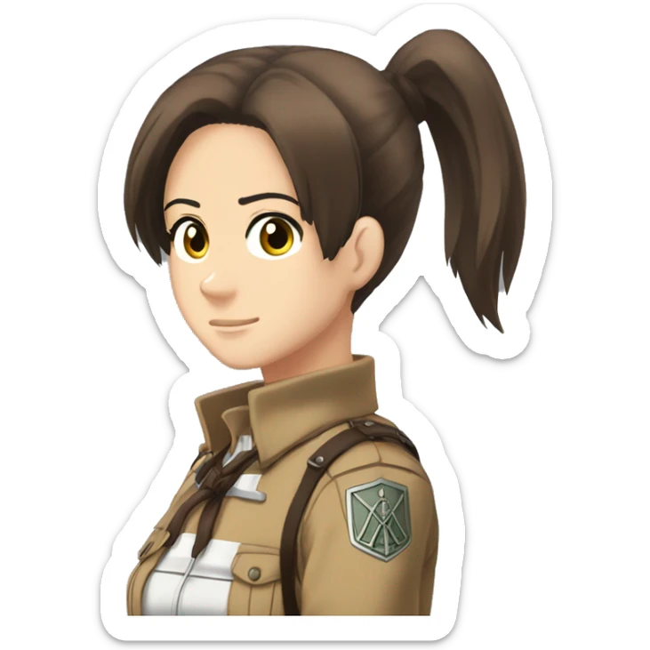 Sasha Braus brown hair hair in a ponytail anime attack on titan sticker