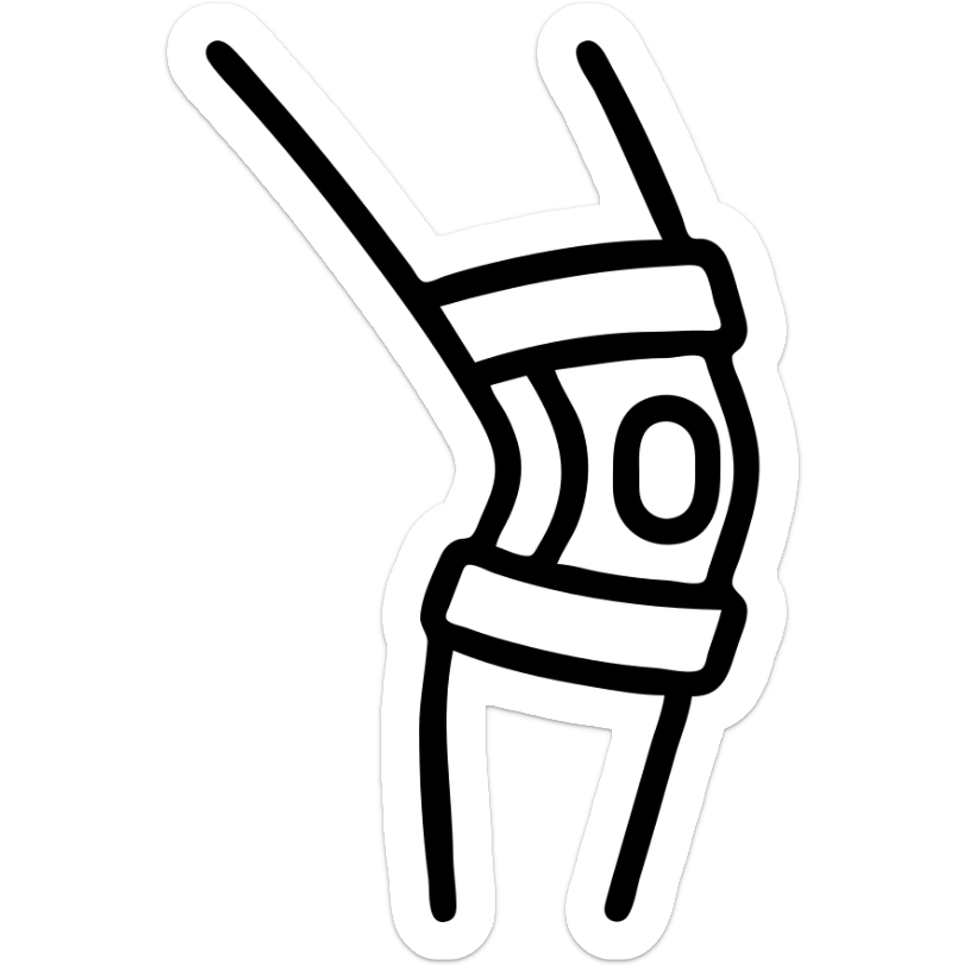 outlined icon of a knee with a knee brace sticker