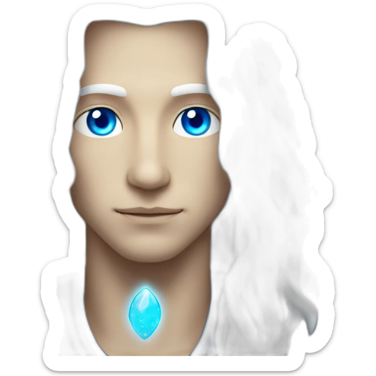 male nordic pleiadian with long white hair and blue eyes sticker