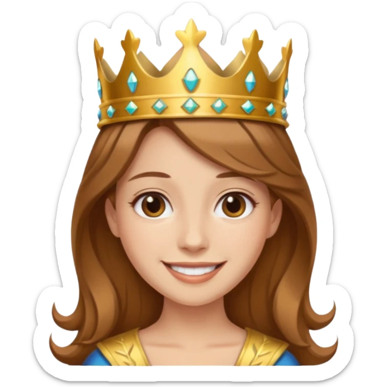 Kumral kahverengi saçlı bir kadın kafasında taç sticker