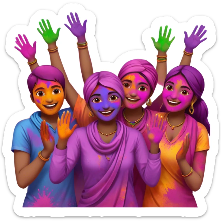 A emoji of holi(indian festival) it's is the festival colour every one play with colours  sticker