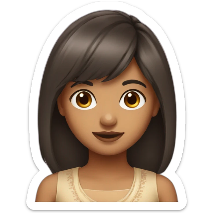 indian girl with bangs hairstyle and long brown hair sticker