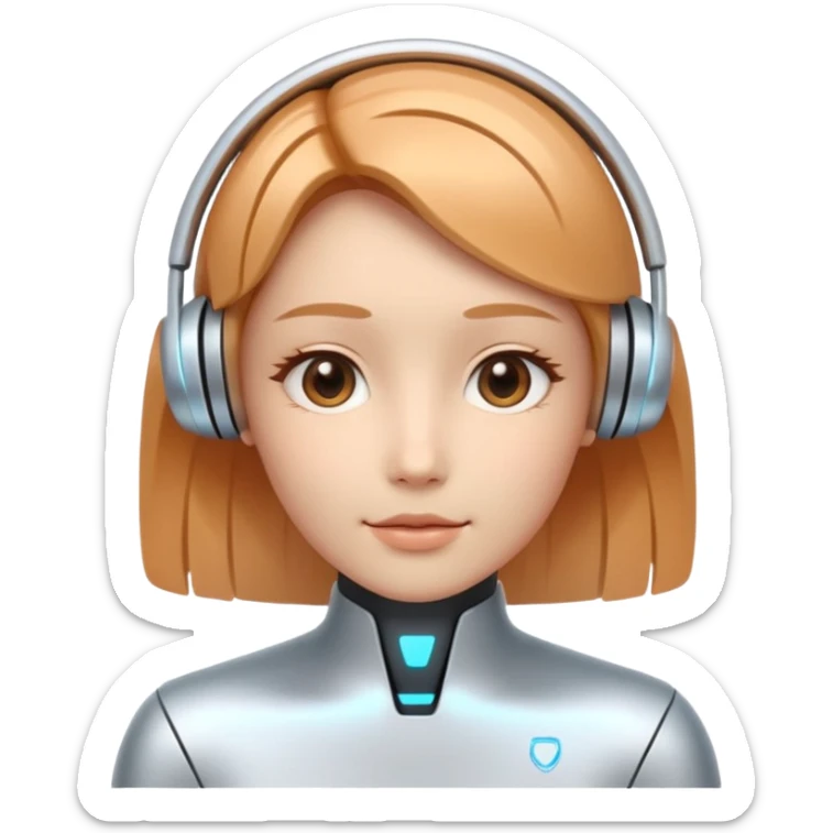AI Ptch Agent holo-human-like Cyber AI face, warm, calm and friendly. Holographic look.Soft AI face with a listening, welcoming expression, minimal facial lines, calm eyes. Minimalistic presentation. sticker