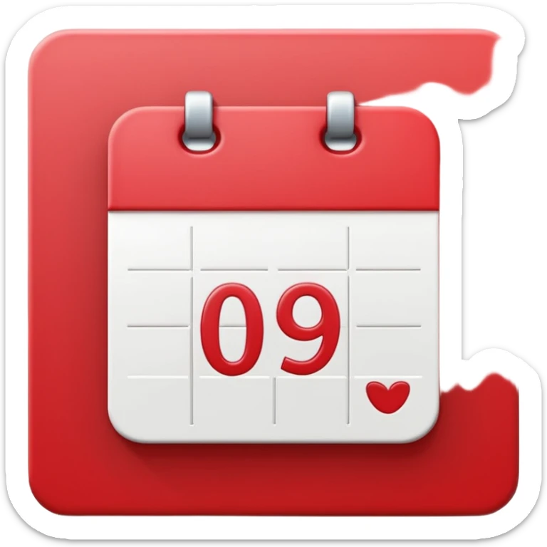 minimalistic Apple-style emoji icon of a calendar in 3D perspective, single date number centered, no text or month name, soft shadows, realistic glossy material, subtle depth, high-resolution, modern flat 3D design sticker