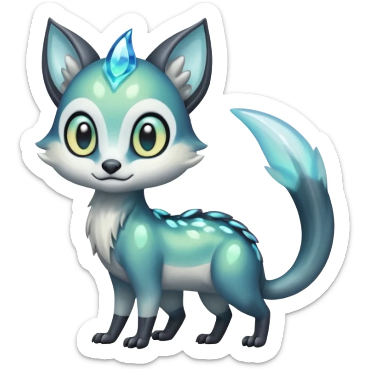 Icy Clear Glossy Glassy Gassy Mossy Meloetta-Vernid-Trico-Sergal-Civet-Fakémon-creature-hybrid sticker