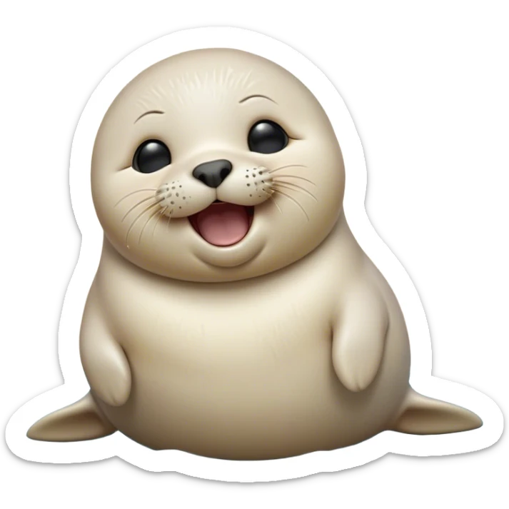 Cinematic Cute Yawning Baby Seal Portrait Emoji, Head tilted slightly with a dramatic, wide-open yawn, showcasing a chubby, tender body with half-closed, drowsy eyes and a relaxed, slightly open mouth, Simplified yet irresistibly adorable features, highly detailed, glowing with a soft, cozy arctic glow, high shine, relaxed yet expressive, stylized with a dash of playful polar charm, soft glowing outline, capturing the essence of a drowsy yet affectionate baby seal that appears ready to stretch and yawn its way out of the screen! sticker