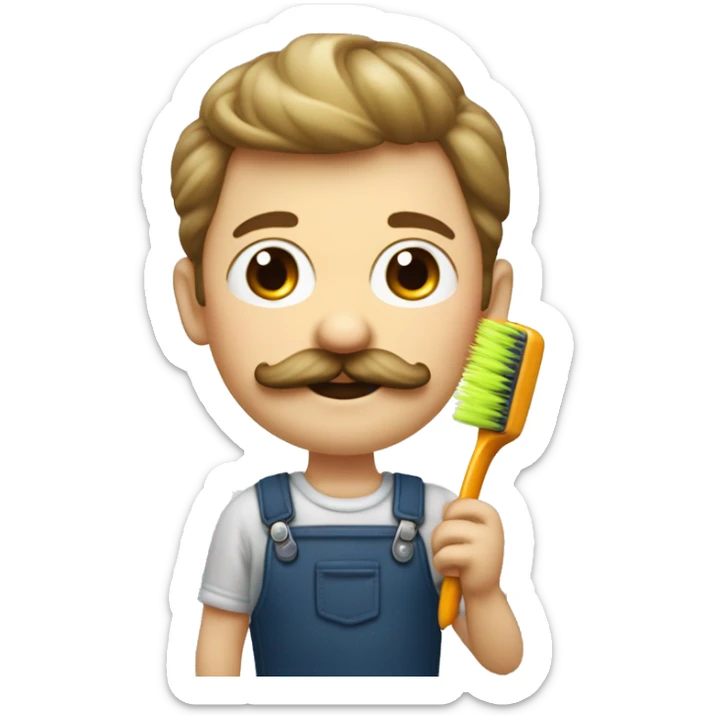Petit homme avec une petite moustache en brosse à dent et les cheveux plaqués mis sur le côté  sticker