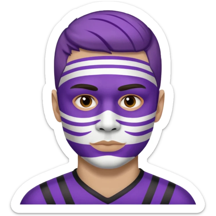 maak en emojie die paarse en witte streppen op zijn gezicht heeft want hij is een suporter van anderlecht sticker