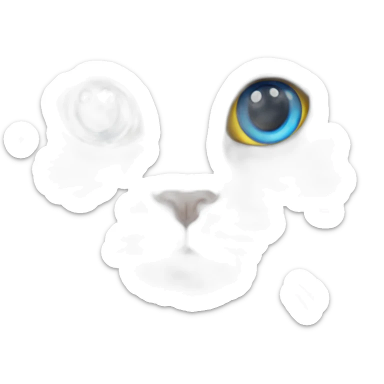 A furry white cat with heterochromia but with one blue eye and the other yellow. sticker