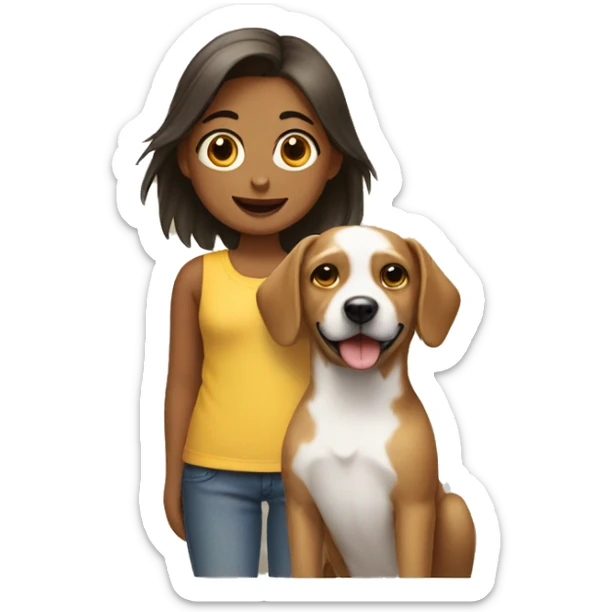 dog and girl sticker