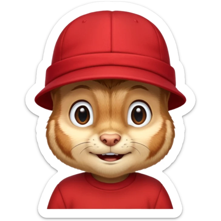 CHIPMUNK ALVIN FROM ALVIN AND THE CHIPMUNKS WITH RED SHIRT AND RED HAT VERY SKINNY AND MALNOURISHED. SKINNY THIN BODY CHIPMUNK HE HAS TO BE A CHIPMUNK sticker