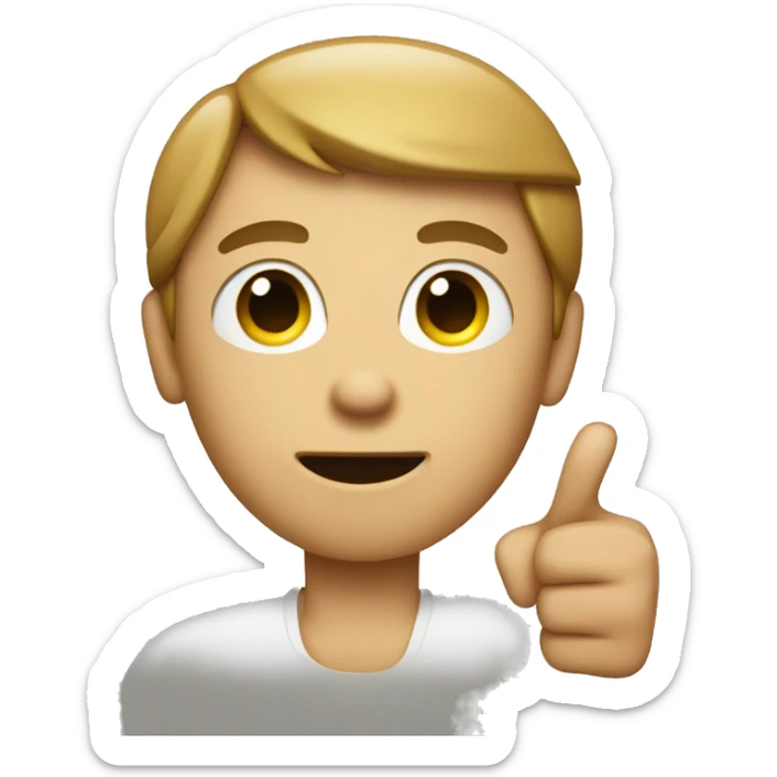 generate an image of an emoji of a person pointing at himself, apple-style emoji sticker