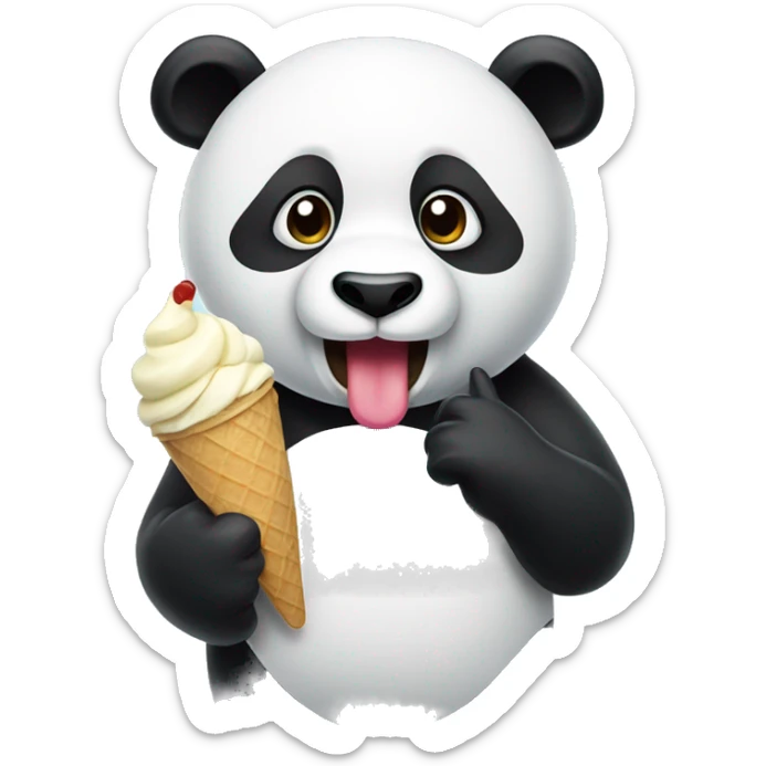 Panda eating ice cream sticker
