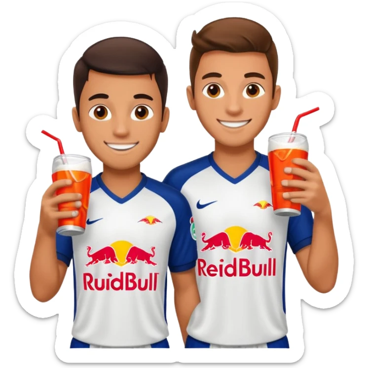 Red bull energy drink imogi for soccer players drinking red bull energy drink while playing soccer sticker
