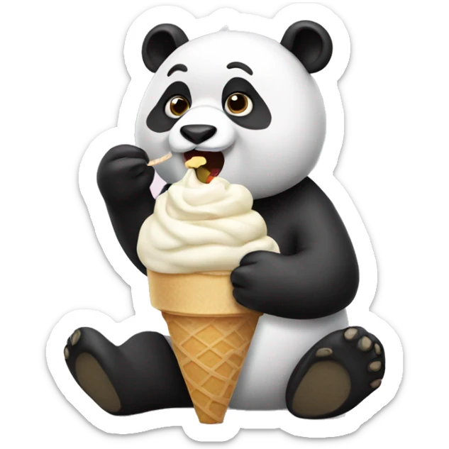 Panda eating ice cream sticker