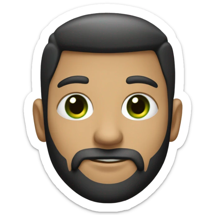 Un chico de ojos verdes, piel blanca, pelo negro semi liso y un poco de barba sticker