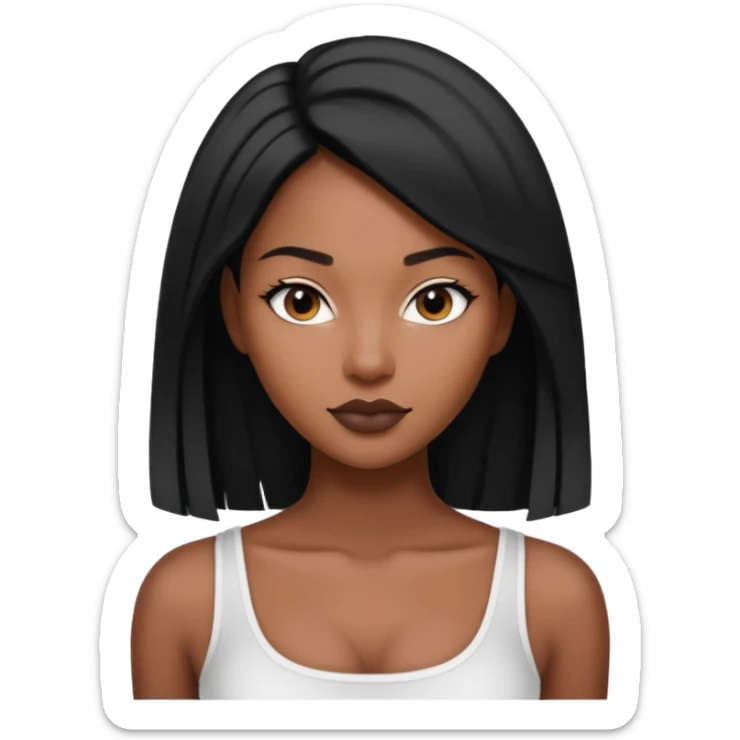 Beautiful black woman with split half black and white waist length hair sticker