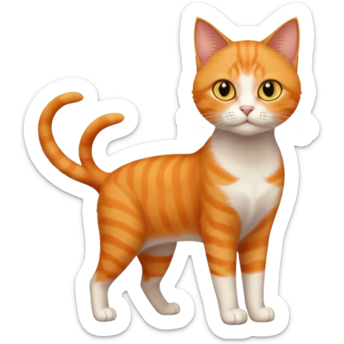 full body orange domestic shorthair slim cat with yellow/orange eyes  sticker