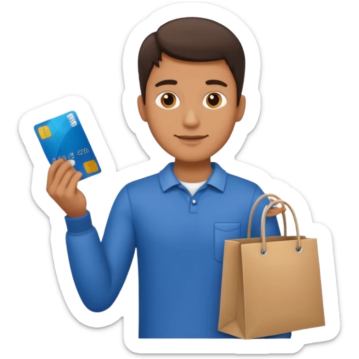 emoji of a man with a credit card and a shopping bag sticker