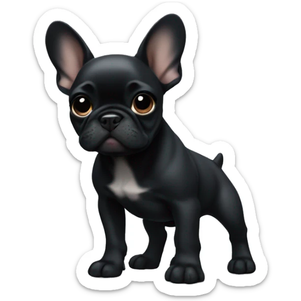 Solid black Frenchie pup sticker