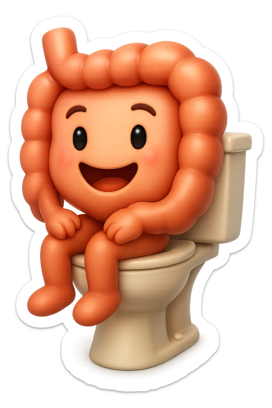 EMOJI STILE IPHONE 3D DI intestino felice seduto sul wc  FALLO MOLTO REALISTICO IN 3D sticker