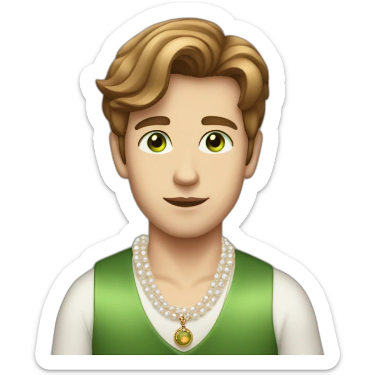 Posh-boy-with-pearl-necklace-and-green-eyes-and-brown-hair sticker
