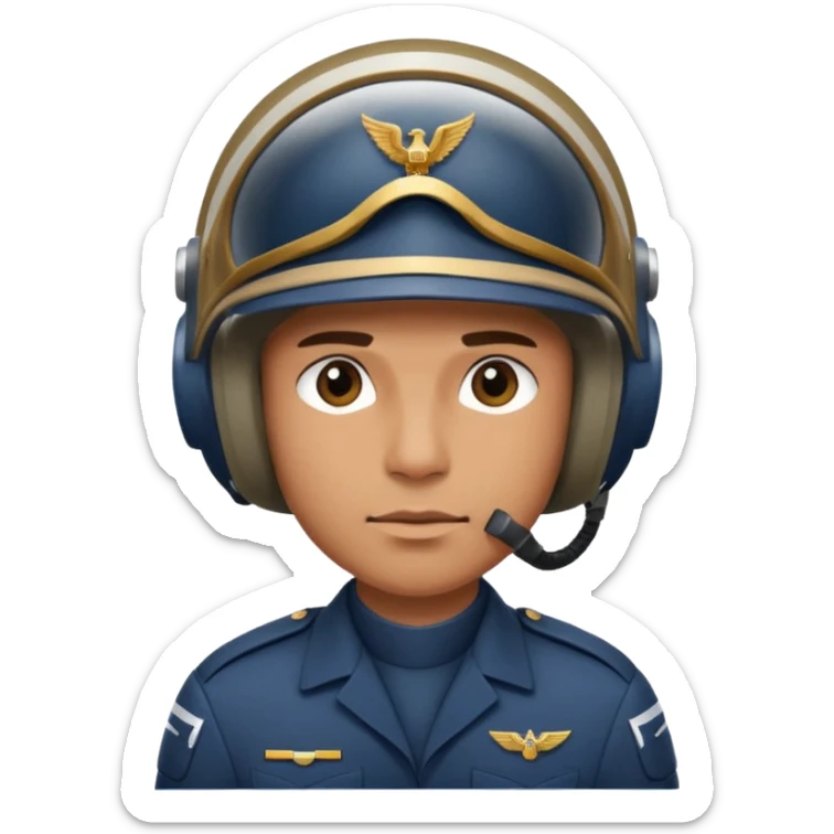 a brutal male military pilot in an aviation helmet and a modern uniform. maximum quality sticker