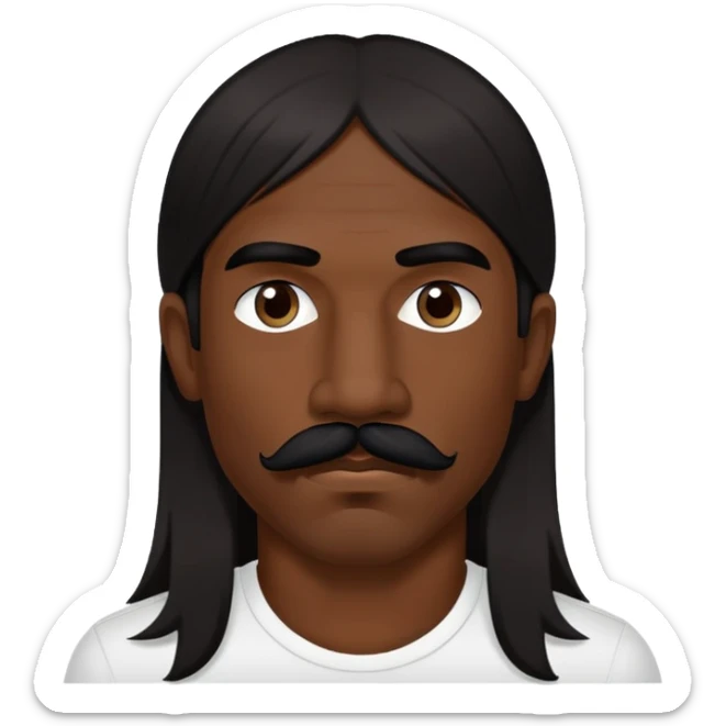 portrait of a man with long dark hair and mustache, inspired by Anthony Kiedis sticker