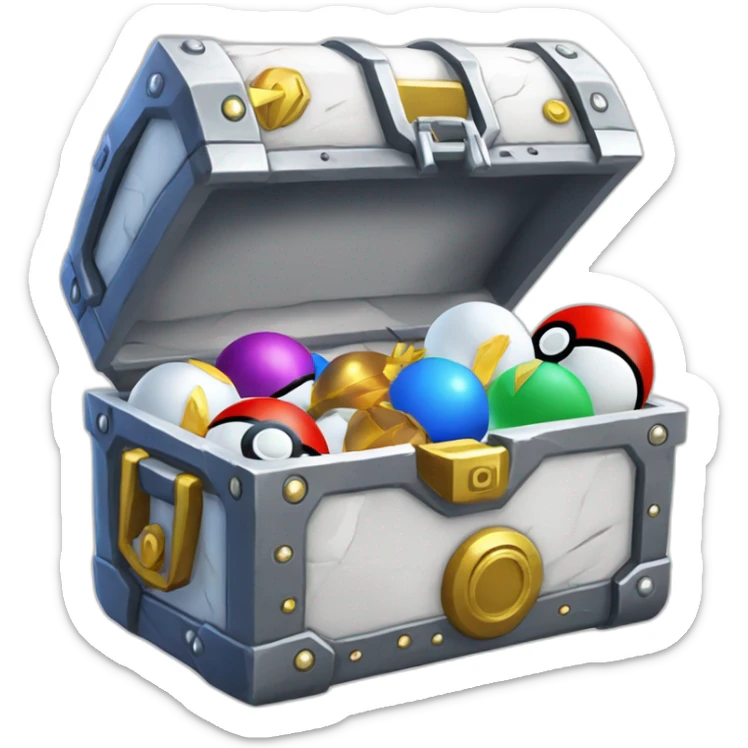 Pokemon Game LootCase White Color Rich Treasure Legendary Epic Pokeballs and Pokemons Inside sticker