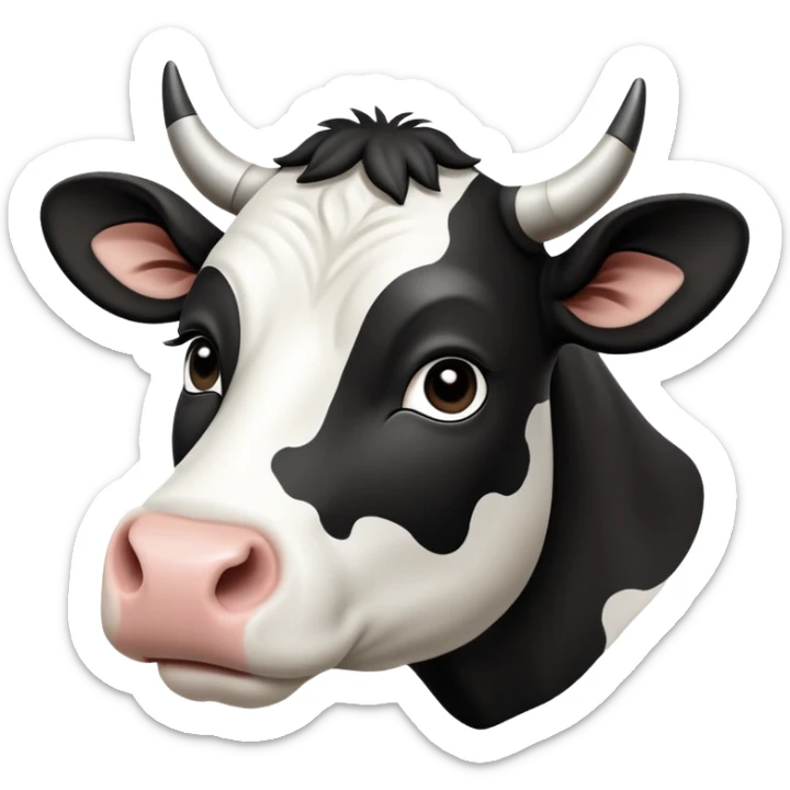 cinematic-noble-black-and-white-cow-portrait-emoji,-poised-and-regal,-with-a-large,-sturdy-build-and-a-beautifully-patterned-hide-of-rich-black-accented-by-crisp-white-patches,-deep-set-soulful-brown-eyes,-simplified-yet-sharp-and-sophisticated sticker