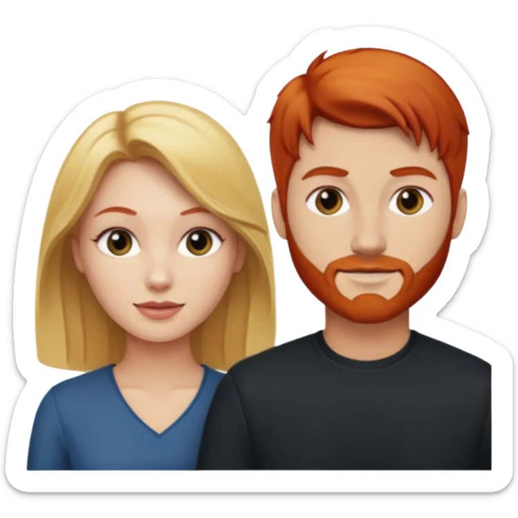 couple who are a blonde woman and redhead man sticker