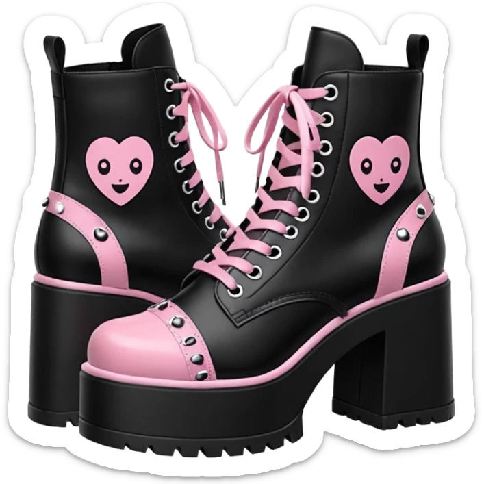 BLACKPINK-inspired gothic shoes, no hearts, black and pink, cute  sticker