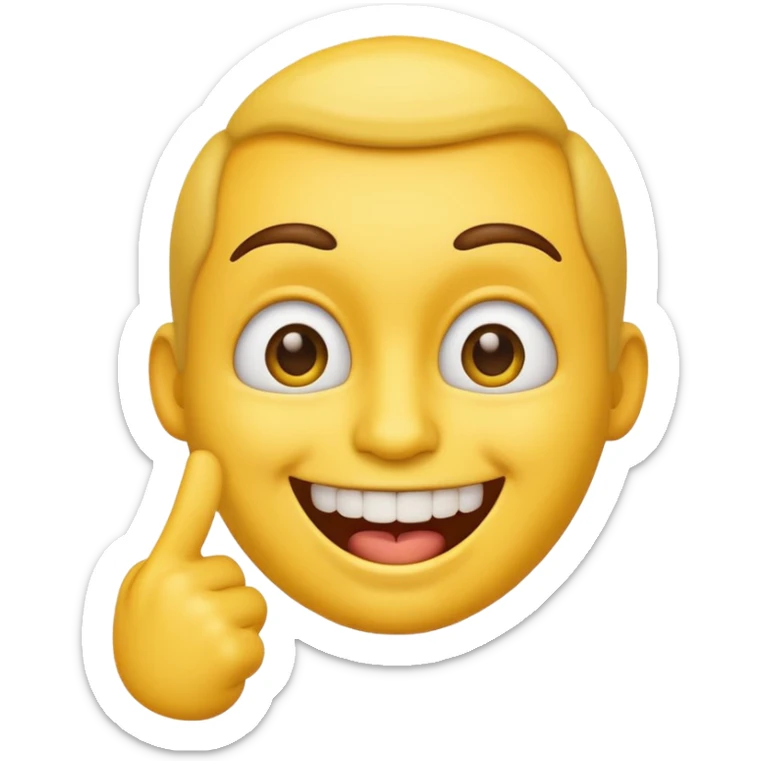 Emoji tête jaune avec un sourire et le doigt sur les dents  sticker