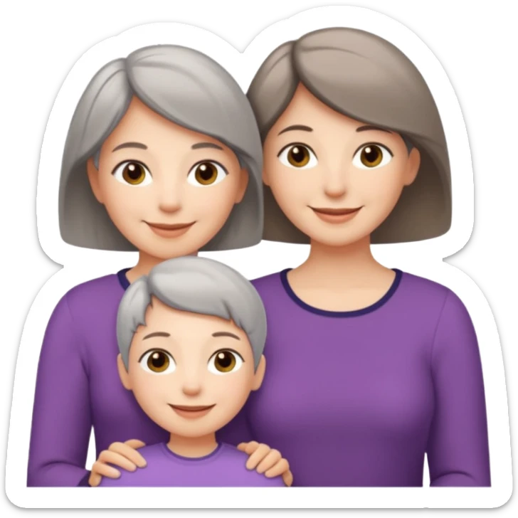 A mum with short Gray hair and her two adult daughters with Light brown hair sticker