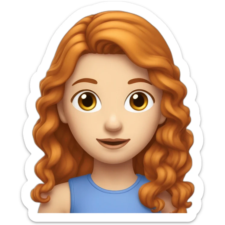 Une Fille rousse cheveux longs et aux yeux bleus , les cheveux detaché ondulé sticker