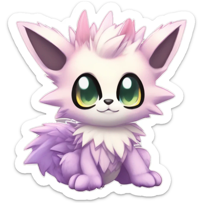 Anthro Scalie Spiky Cool Edgy Magical Shiny Colorful Pastel Sparkle Kemono-style Chibi Fantasy-Animal-Fakémon-Pokémon-Hybrid Fur Sona Aesthetic Full Body sticker