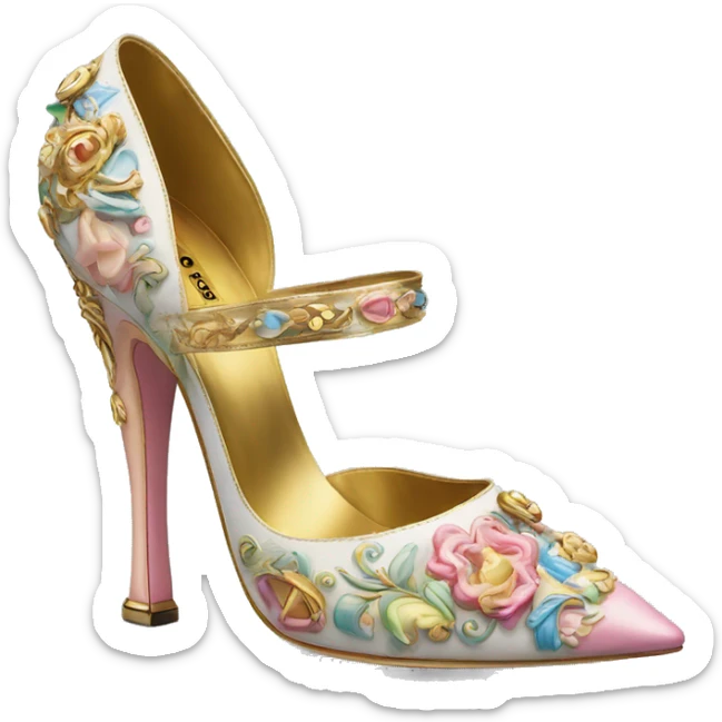 Dolce and Gabbana high heels with colourful pastel ornament and golden detais  sticker