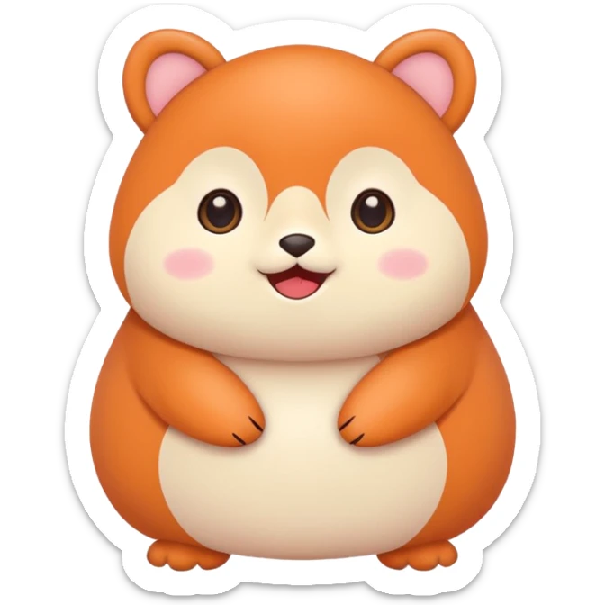 Cute animal sticker, chubby style, big eyes, kawaii illustration, soft colors, bold outline, flat vector design, simple cute pose, transparent background sticker