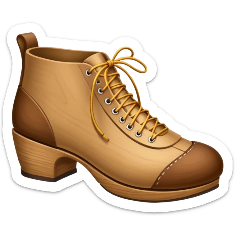 Un zapato de madera estilo Polonia . El zapato está tallado a mano. Pero de madera  peo que no tenga cordón para desatar sticker