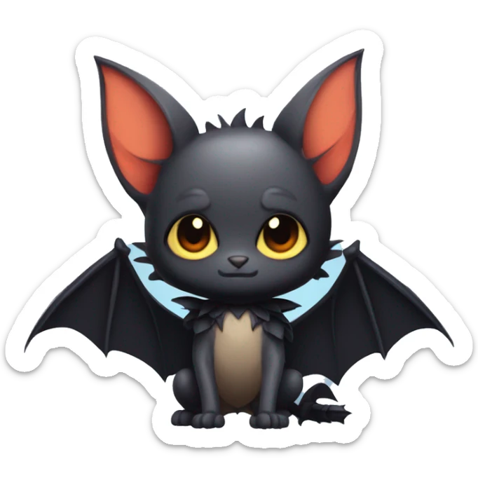  Kawaii Edgy Cool Beautiful Bat-Nargacuga-Litten with big Bat Ears full body sticker